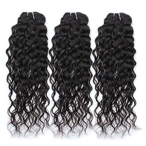 

3 Bundles Hair Weaves Brazilian Hair Water Wave Human Hair Extensions Remy Human Hair 100% Remy Hair Weave Bundles 300 g Natural Color Hair Weaves / Hair Bulk Human Hair Extensions 8-28 inch Natural