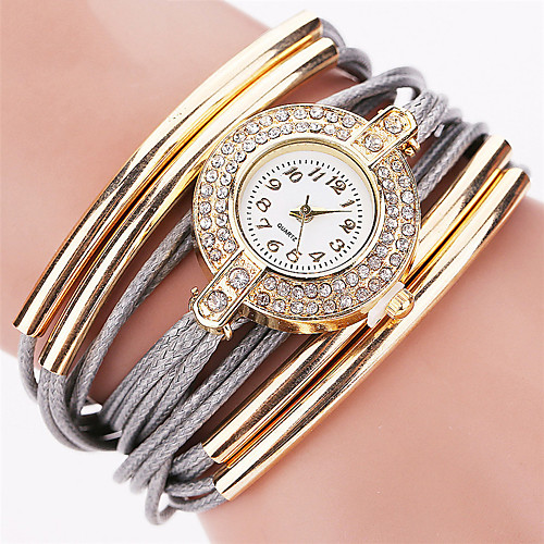 

Women's Bracelet Watch Wrist Watch Analog Quartz Ladies Rhinestone Cool Punk / Quilted PU Leather