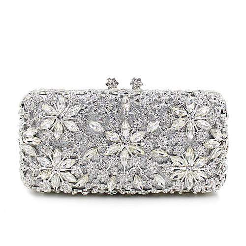 

Women's Crystal / Rhinestone Metal Evening Bag Wedding Bags Floral Print Black / Gold / Silver