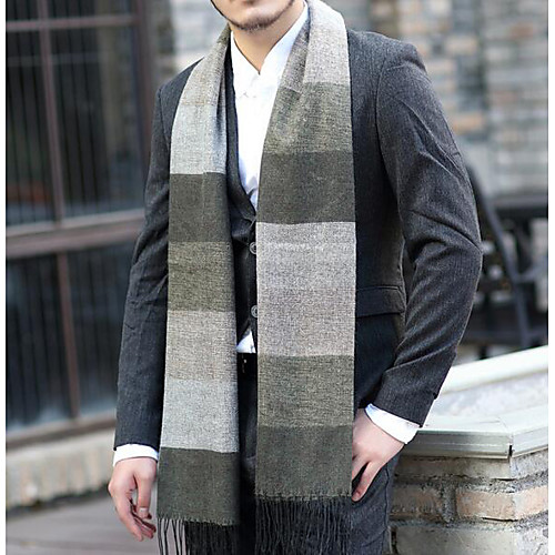 

Men's Casual Faux Fur Rectangle Scarf - Color Block / Fall / Winter