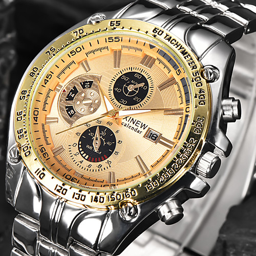 

Men's Wrist Watch Analog Quartz Luxury Calendar / date / day Cool / One Year / Stainless Steel / Stainless Steel