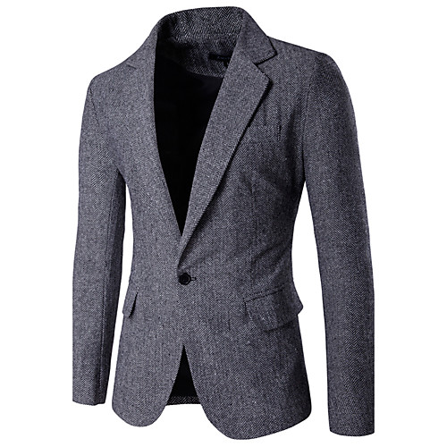 

Black / Brown / Gray Color Block Acrylic / Cotton / Polyester Men's Suit - Shirt Collar / Fall / Spring / Long Sleeve / Work