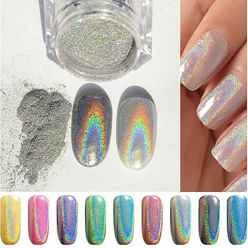 

1g box colorful new rainbow shinning mirror nail glitter powder perfect holographic nails dust-laser holo nails pigment