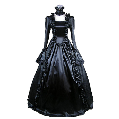 

Maria Antonietta Victorian Medieval 18th Century Vacation Dress Dress Party Costume Masquerade Prom Dress Women's Satin Costume Black Vintage Cosplay Party Prom Long Sleeve Long Length Ball Gown