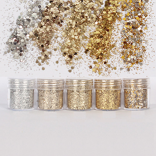 

1 box 10ml mixed nail art glitter powder champagne gold silver sequins super makeup glitter nail powder set