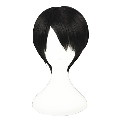 

Attack on Titan levi ackerman Cosplay Wigs Men's Women's 12 inch Heat Resistant Fiber Black Anime