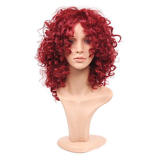 

Synthetic Wig Curly Kinky Curly Kinky Curly Curly Bob Wig Medium Length Burgundy Synthetic Hair Women's Fashion African American Wig For Black Women Red