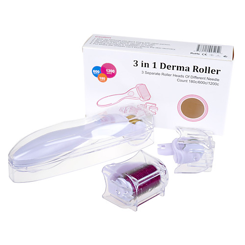 

3In1 Kit Derma Roller Stainless Steel Micro Needle Rollers 180 600 1200 Needles Skin DermaRoller For Body And Face