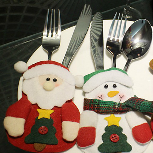 

3PCS Christmas Products Santa Claus Table Tableware Bag Pattern Is Random