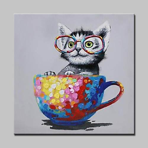

Mintura Hand-Painted Naughty Cat Animal Oil Painting On Canvas Modern Abstract Wall Art Pictures For Living Room Home Decoration Ready To Hang