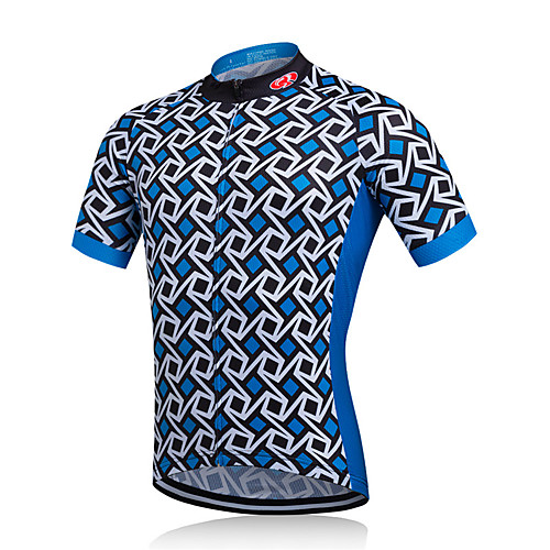

Fastcute Men's Short Sleeve Cycling Jersey Cycling Jacket Polyester Plaid Checkered Bike Jersey Mountain Bike MTB Road Bike Cycling Breathable Quick Dry Sweat-wicking Sports Clothing Apparel