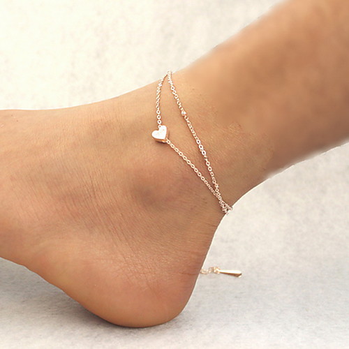 

Anklet feet jewelry Dainty Charm Simple Women's Body Jewelry For Daily Casual Link / Chain Double Alloy Heart Cheap Golden