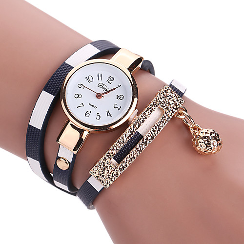 

Women's Bracelet Watch Wrist Watch Wrap Bracelet Watch Quartz Quilted PU Leather Black / Blue / Red Analog Ladies Charm Vintage Casual Bohemian - Red Blue Pink