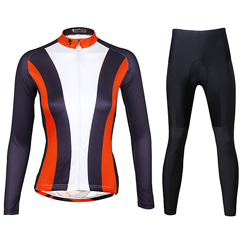 

ILPALADINO Women's Long Sleeve Cycling Jersey with Tights Winter Lycra Polyester Black Plus Size Bike Clothing Suit Breathable 3D Pad Quick Dry Ultraviolet Resistant Reflective Strips Sports Vertical