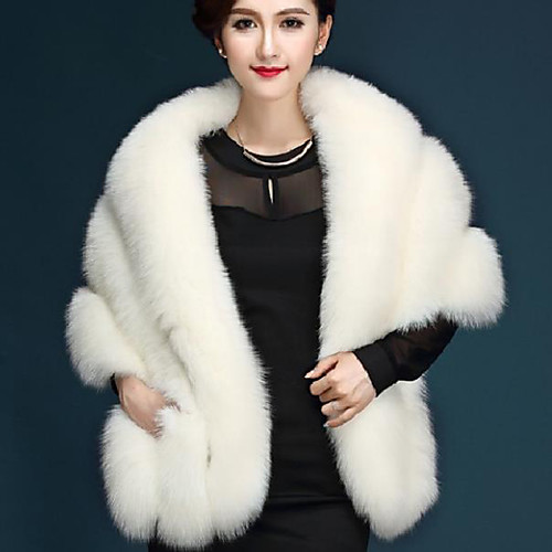 

Women's Fur Coats Solid Color Modern Style Chic & Modern Winter Shawl Lapel Fur Coat Regular Party Evening Long Sleeve Faux Fur Coat Tops White