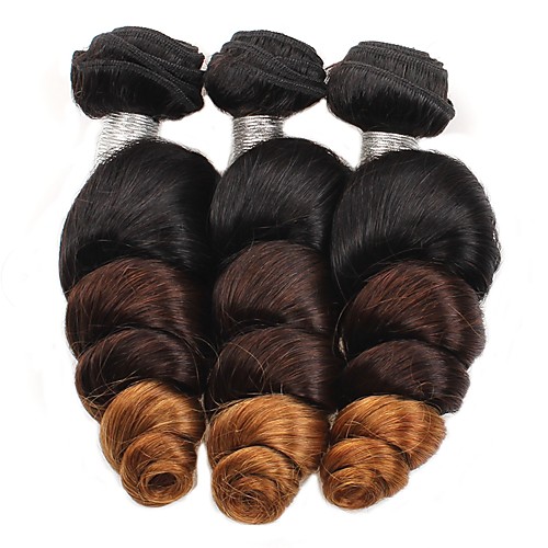 

3 Bundles Hair Weaves Brazilian Hair Loose Wave Human Hair Extensions Remy Human Hair 100% Remy Hair Weave Bundles 300 g Ombre Hair Weaves / Hair Bulk Human Hair Extensions 8-28 inch Ombre Shedding