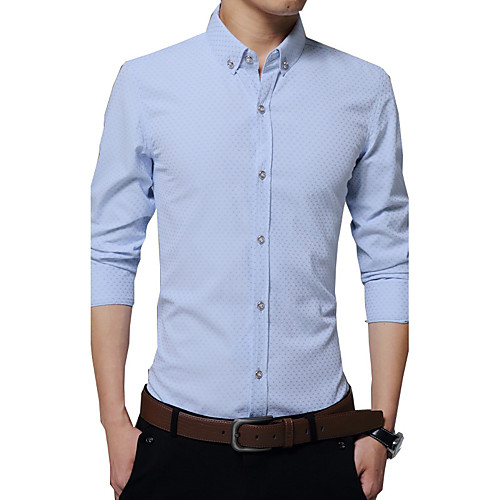 

Men's Shirt Solid Colored Long Sleeve Wedding Tops Cotton Business Streetwear White Pink Light Blue