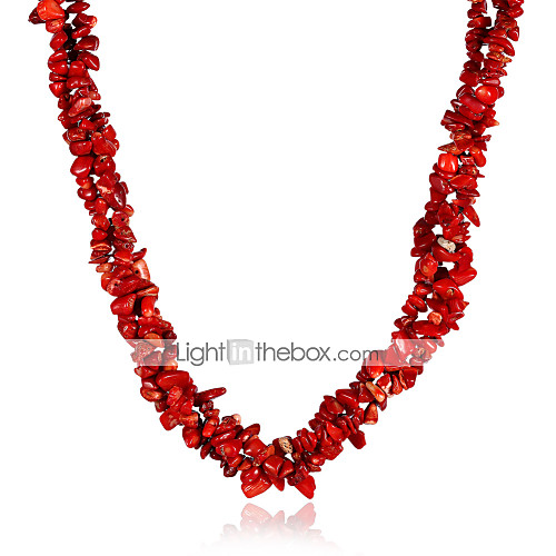 

Women's Crystal Red Cora Beaded Necklace Flower Ladies Fashion Crystal Rainbow Red Necklace Jewelry For Party Casual