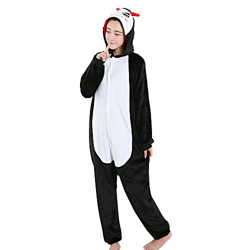 

Adults' Kigurumi Pajamas Devil Onesie Pajamas Velvet Mink Black / White Cosplay For Men's Women's Animal Sleepwear Cartoon Festival / Holiday Costumes