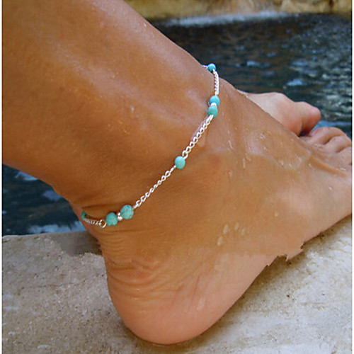 

Anklet feet jewelry Ladies Beaded European Women's Body Jewelry For Party Daily Turquoise Turquoise Alloy Cross Silver
