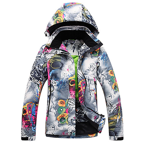 

Women's Ski Jacket Ski / Snowboard Winter Sports Thermal Warm Waterproof Windproof Polyester Winter Jacket Ski Wear / Long Sleeve / Floral Botanical