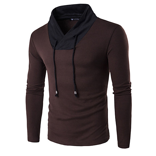 

Men's Active Color Block Pullover Cotton Long Sleeve Slim Regular Sweater Cardigans V Neck Spring Wine Black Brown / Sports / Work / Weekend