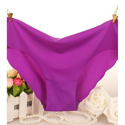 

Women's Brief Solid Colored Low Waist White Black Purple S M L