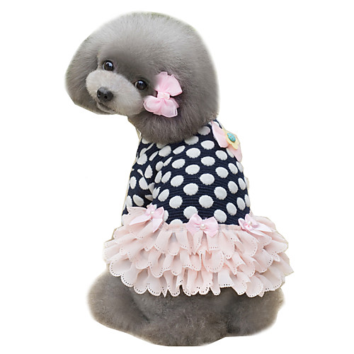 

Dog Dress Polka Dot Winter Dog Clothes Puppy Clothes Dog Outfits Pink Dark Blue Costume for Girl and Boy Dog Cotton S M L XL XXL