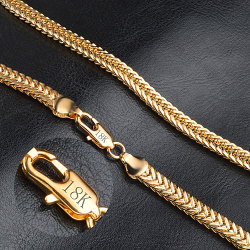 

Men's Chain Necklace Foxtail chain franco chain Mariner Chain Fashion 18K Gold Plated Gold Plated Yellow Gold Golden Necklace Jewelry For Wedding Party Daily Casual