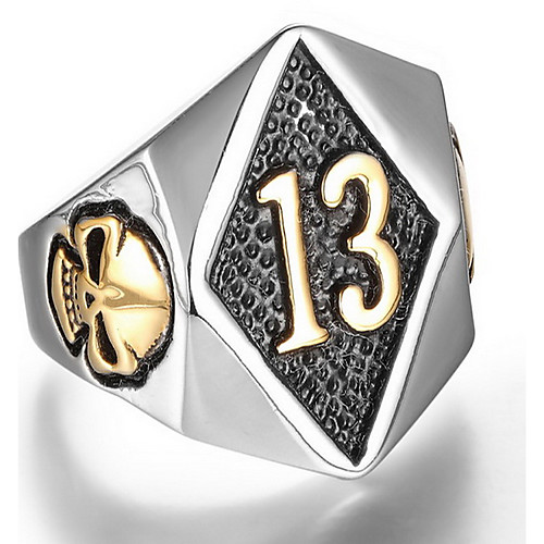 

Men's Ring Signet Ring Silver Golden Titanium Steel Punk Army Daily Jewelry Skull