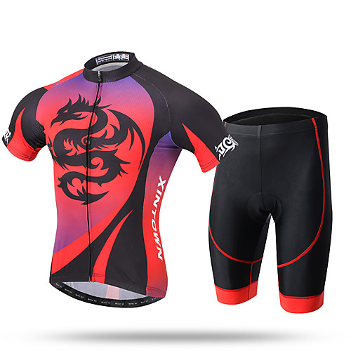 

XINTOWN Men's Short Sleeve Cycling Jersey with Shorts Red Novelty Bike Shorts Pants / Trousers Jersey Breathable 3D Pad Quick Dry Ultraviolet Resistant Reflective Strips Sports Spandex Coolmax Mesh