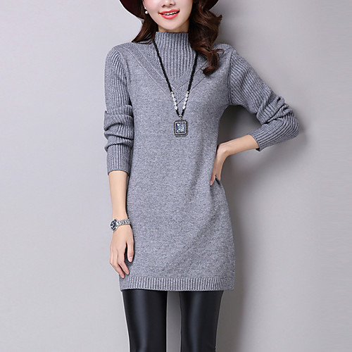 

Women's Sweater Jumper Dress Short Mini Dress Wine Black Pink Beige Gray Long Sleeve Dusty Rose Solid Colored Fall Winter Turtleneck Cotton One-Size