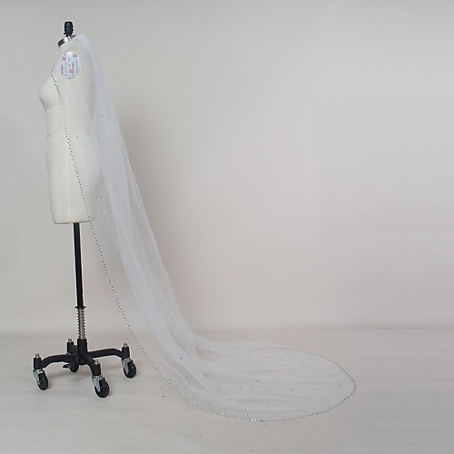 

One-tier Wedding Veil Cathedral Veils with Rhinestone Tulle / Classic