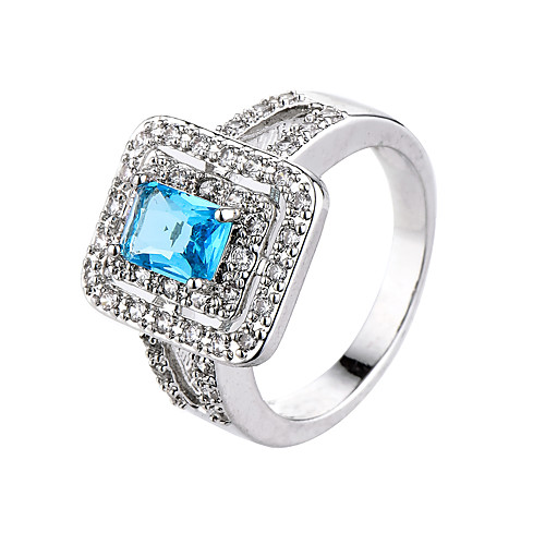 

Women's Ring Emerald AAA Cubic Zirconia Green Pink Light Blue Zircon Cubic Zirconia Gold Plated Simple Style Fashion Iced Out Wedding Engagement Jewelry / Alloy