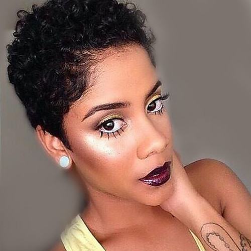 

Human Hair Blend Wig Short Wavy Natural Wave Pixie Cut Layered Haircut Short Hairstyles 2020 Berry Natural Wave Wavy For Black Women Women's Burgundy Natural Black #1B Medium Brown