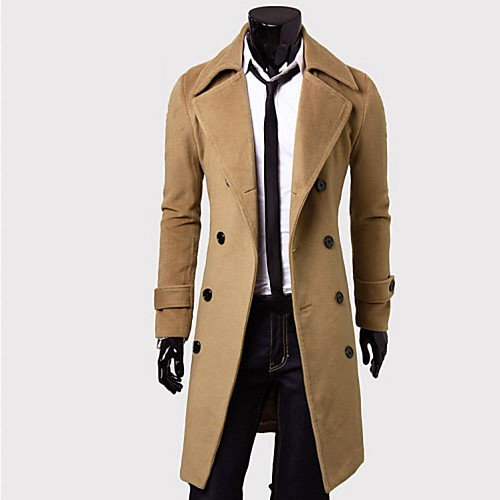 

Men's Overcoat Solid Colored Vintage Fall Coat Long Work Long Sleeve Coat Tops Camel