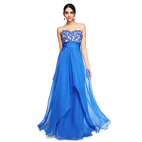 

A-Line Elegant Prom Formal Evening Dress Sweetheart Neckline Sleeveless Floor Length Chiffon with Sash / Ribbon Ruched Beading 2021