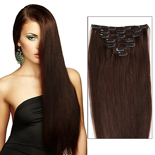 

Febay Clip In Human Hair Extensions Straight Human Hair Medium Brown / Bleached Blonde