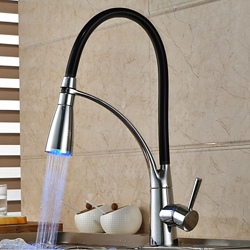 

Kitchen faucet - Three Handles Two Holes Chrome Pull-out / ­Pull-down / Standard Spout / Tall / ­High Arc Vessel Contemporary / Art Deco / Retro / Modern Kitchen Taps