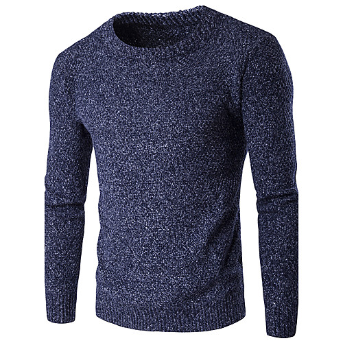 

Men's Solid Colored Pullover Cotton Long Sleeve Regular Sweater Cardigans Round Neck Fall Winter Wine Light gray Dark Gray