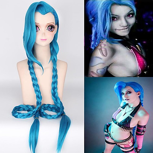

Synthetic Wig Cosplay Wig Straight Straight With Bangs Wig Very Long Blue Synthetic Hair Women's Braided Wig African Braids Blue