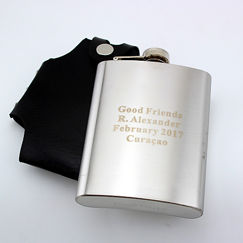 

Personalized Stainless Steel 8-oz Hip Flask with Holster