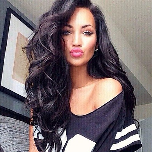 

10a brazilian virgin human hair natural black color long body wave lace front with with baby hair