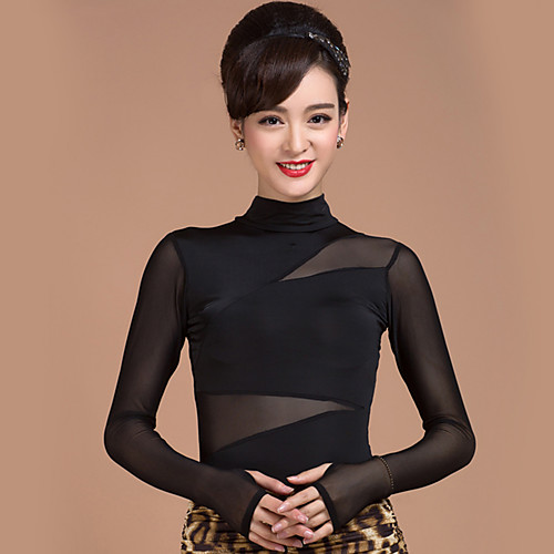 

Ballroom Dance Top Women's Training Long Sleeve Natural Tulle Rayon