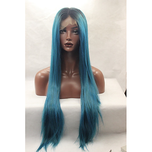 

Synthetic Lace Front Wig Straight Straight Lace Front Wig Blue Synthetic Hair Women's Natural Hairline Blue