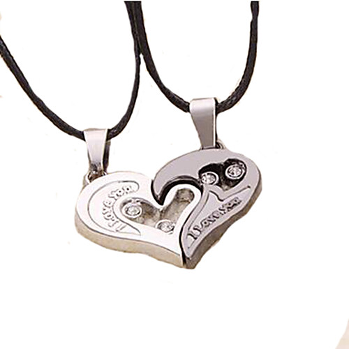 

Pendant Necklace Heart Love Leather Titanium Steel Silver / Black Necklace Jewelry 2pcs For Christmas Gifts Wedding Party Daily Masquerade Engagement Party