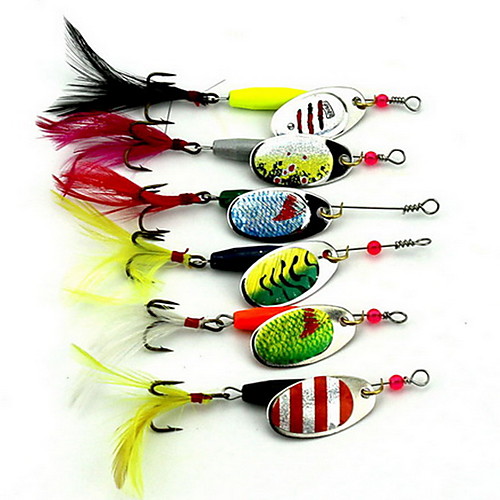 

6 pcs Metal Bait Fishing Lures Hard Bait Soft Bait Multifunction Sinking Bass Trout Pike Bait Casting General Fishing Soft Plastic