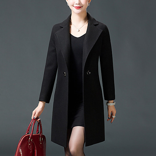 

Women's Coat Solid Colored Fall Shawl Lapel Fur Coat Long Long Sleeve Coat Tops Black