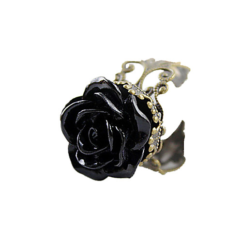

Women's Statement Ring Resin Black Acrylic Resin Alloy Ladies Open Daily Jewelry Roses Flower Adjustable