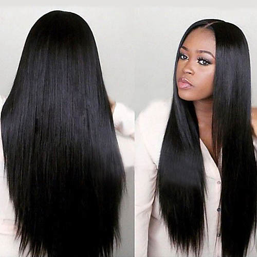 

Virgin Human Hair Full Lace Wig Minaj style Brazilian Hair Straight Yaki Wig 130% 150% Density with Baby Hair African American Wig For Black Women Pre-Plucked Bleached Knots Women's Human Hair Lace